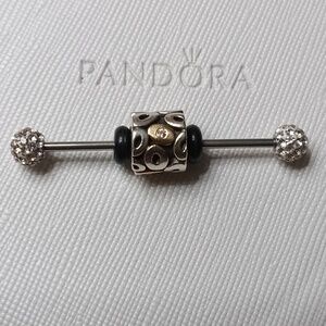 Pandora Silver 14k Clear CZ Vintage Oh My Two Tone Charm 2 Listed Separately